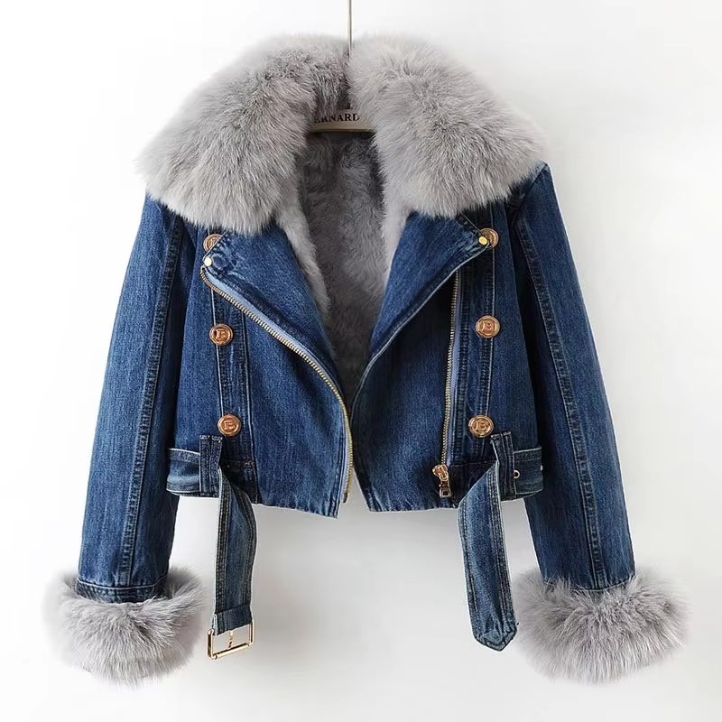 ModeGeist | Jeansjacke mit Kunstfellkragen