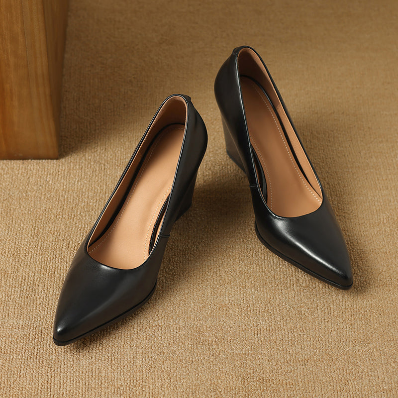 MODEGEIST Damen Slip-On Pumps Spitze Blockabsatz Büro Business