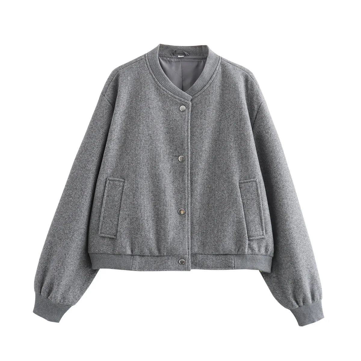 Damen Bomberjacke mit Knöpfen, Cropped, Lange Ärmel von Lurestis