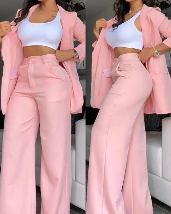 Avelena Damen-Zweiteiler: Blazer und Hose im angesagten Design