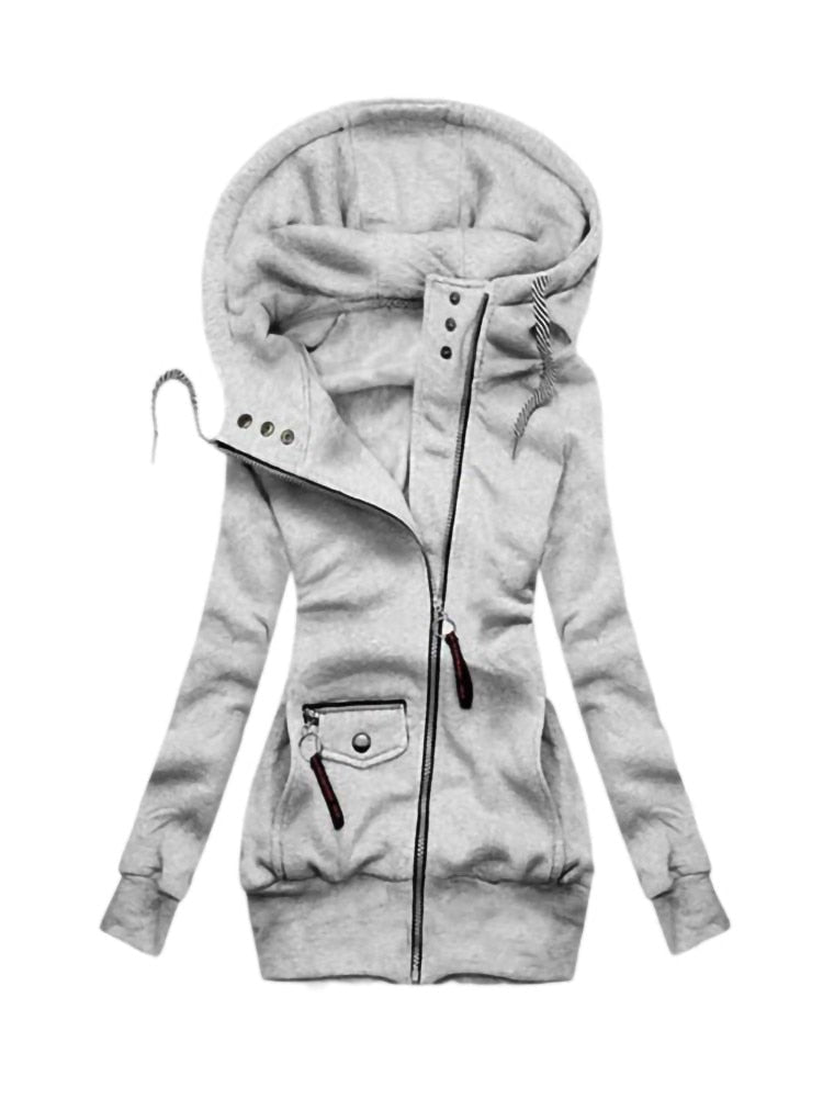 ModeGeist | Mode Schlauer Mantel mit Kapuze - Langarm Kordelzug Jacke Reißverschluss Oberbekleidung