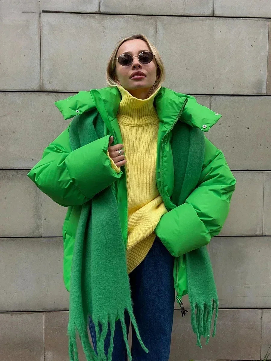 ModeGeist | Steppparka mit Kapuze und Taschen für Frauen Ideal für den Winter