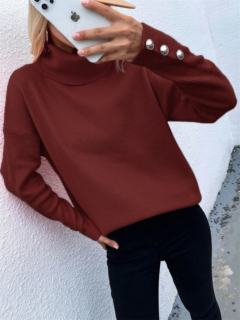 ModeGeist | Lässiger Strickpullover mit Hohem Kragen
