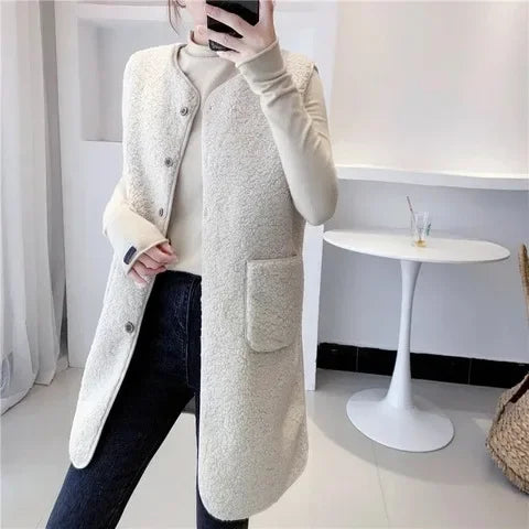 ModeGeist | Eleganter Wollweste mit Taschen Polyester/wolle Minimalistisch, Bequem