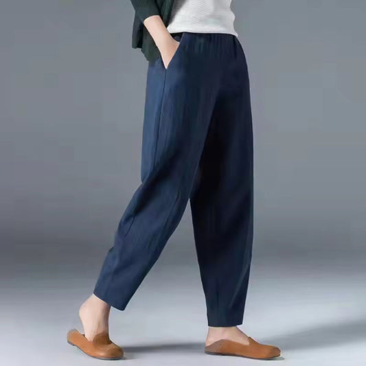 MODEGEIST Damen Sommerhose Leichtes Gewebe Beige Entspannt