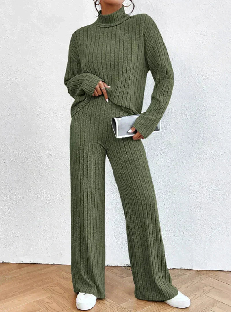 ModeGeist | Gestrickte Hose und Rollkragenpullover für Damen