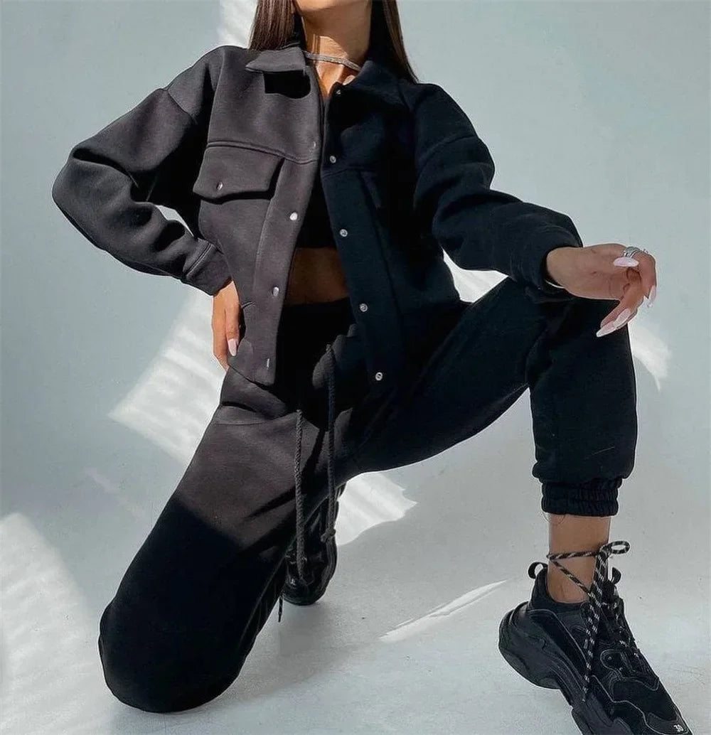 Lunarith Damen Trainingsset: Jacke und Hose mit Kordelzug