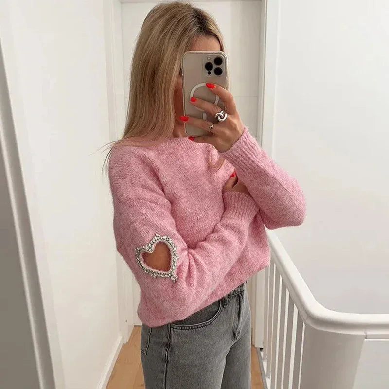 ModeGeist | Mode Liebe Herz Ausgehöhlter Pullover