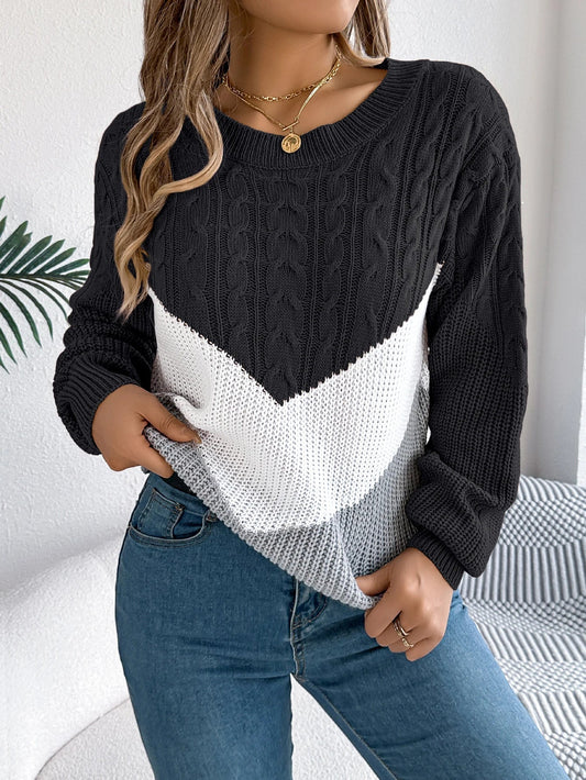 MODEGEIST Damen Pullover Chevron Strick Beige