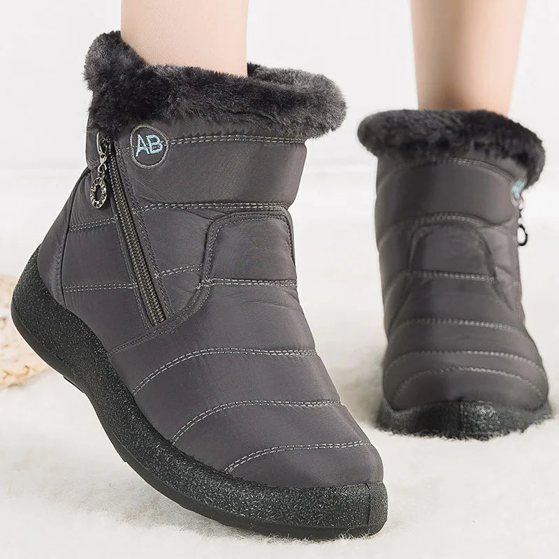 ModeGeist | Schneestiefel – Knöchelhöhe – Wasserabweisend – Plüschfell-Futter – Seitlicher Reißverschluss