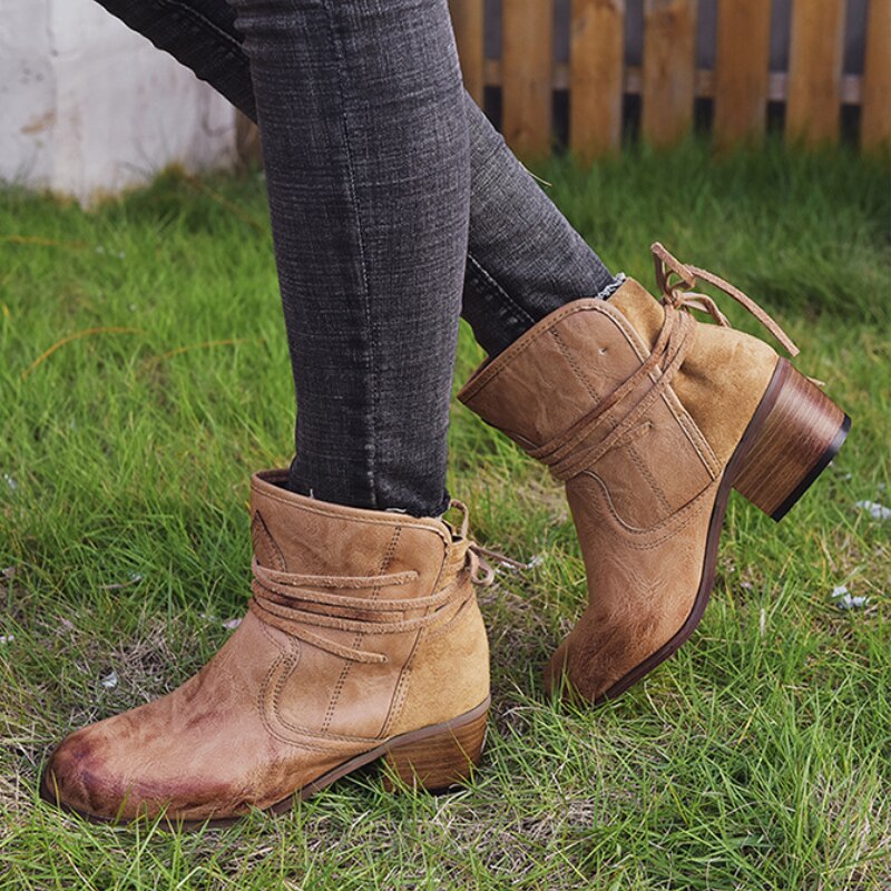 ModeGeist | Damenstiefel Weinlese Schnürstiefel