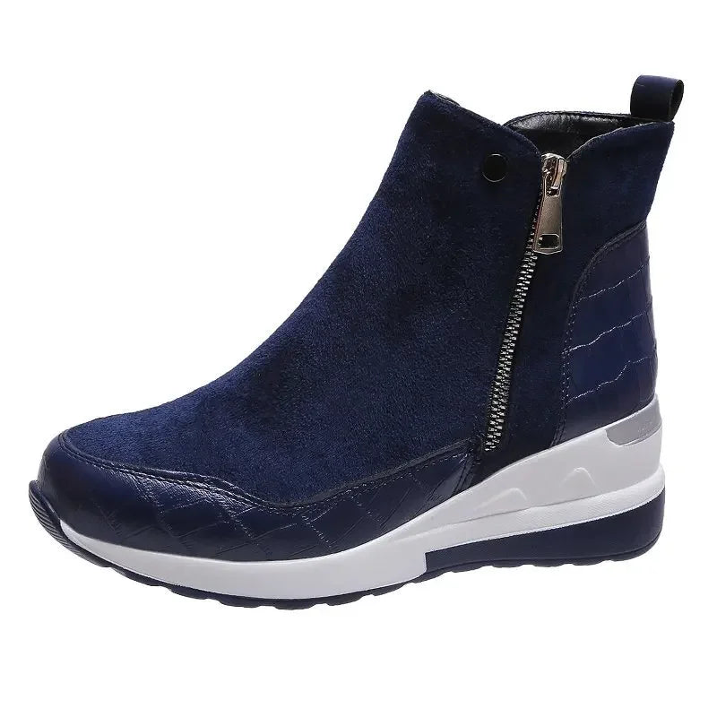 ModeGeist | Winter Wedge Schneestiefel mit Dicker Sohle Aus Baumwolle