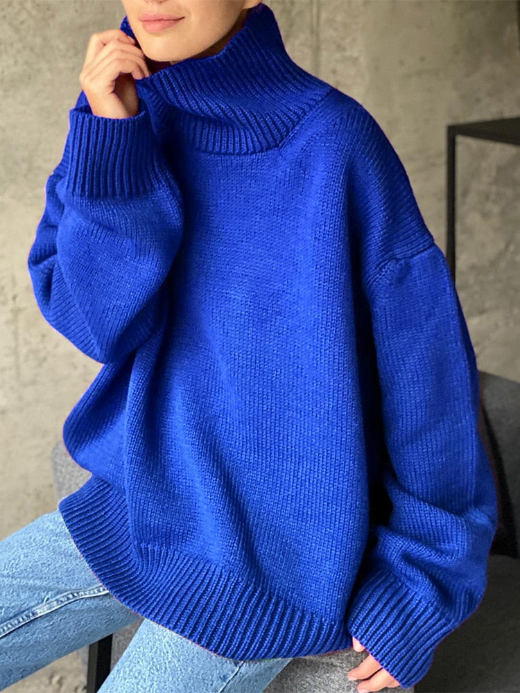 ModeGeist | Lässiger Lockerer Rollkragenpullover