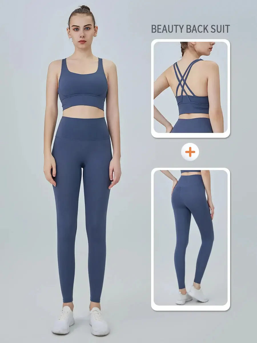 MODEGEIST Damen Yoga Outfit: 2-teiliger Trainingsanzug