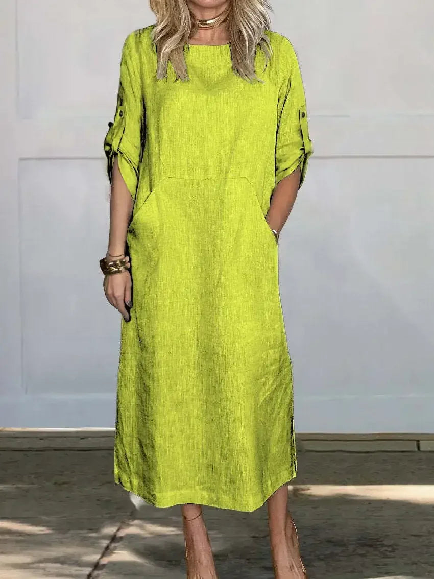 MODEGEIST Damen A-Linien Kleid Locker Abend Drapiert Hellblau