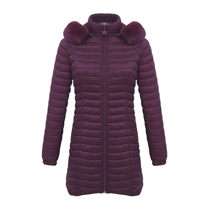 ModeGeist | Slim Fit Winter Puffer Jacke mit Pelzkapuze
