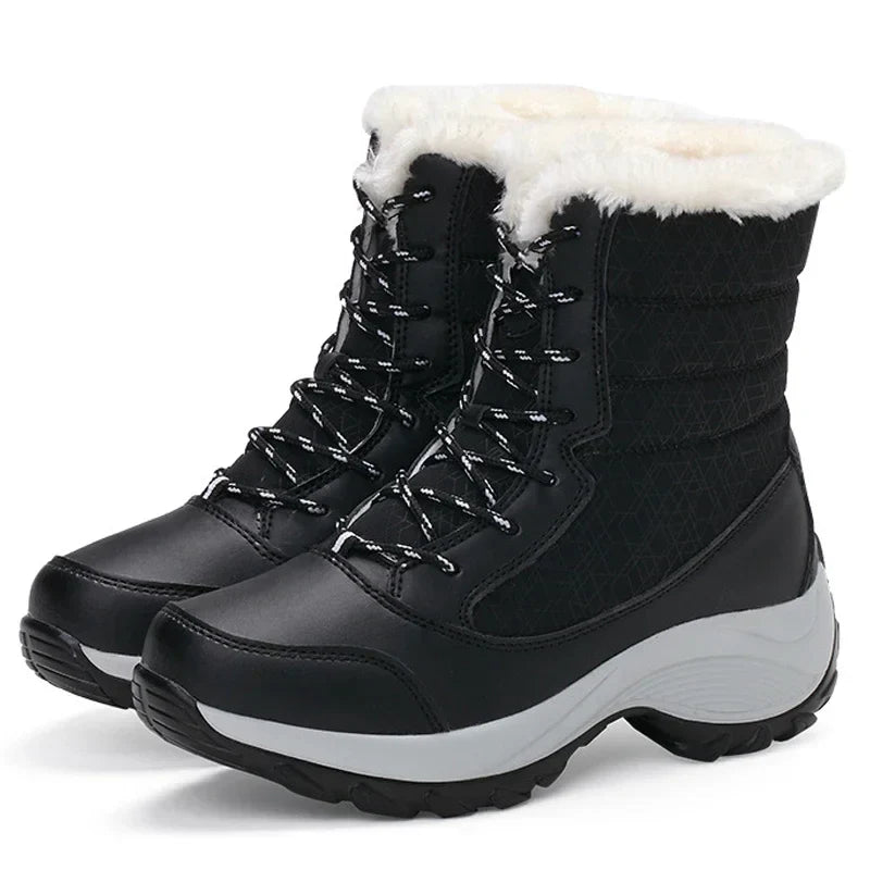 ModeGeist | Plattform Outdoor Schnee Stiefel mit Fleece Warmen Knöchel Keil