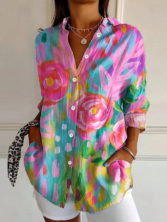 MODEGEIST Damen Bluse Verspieltes Muster Leichter Stoff
