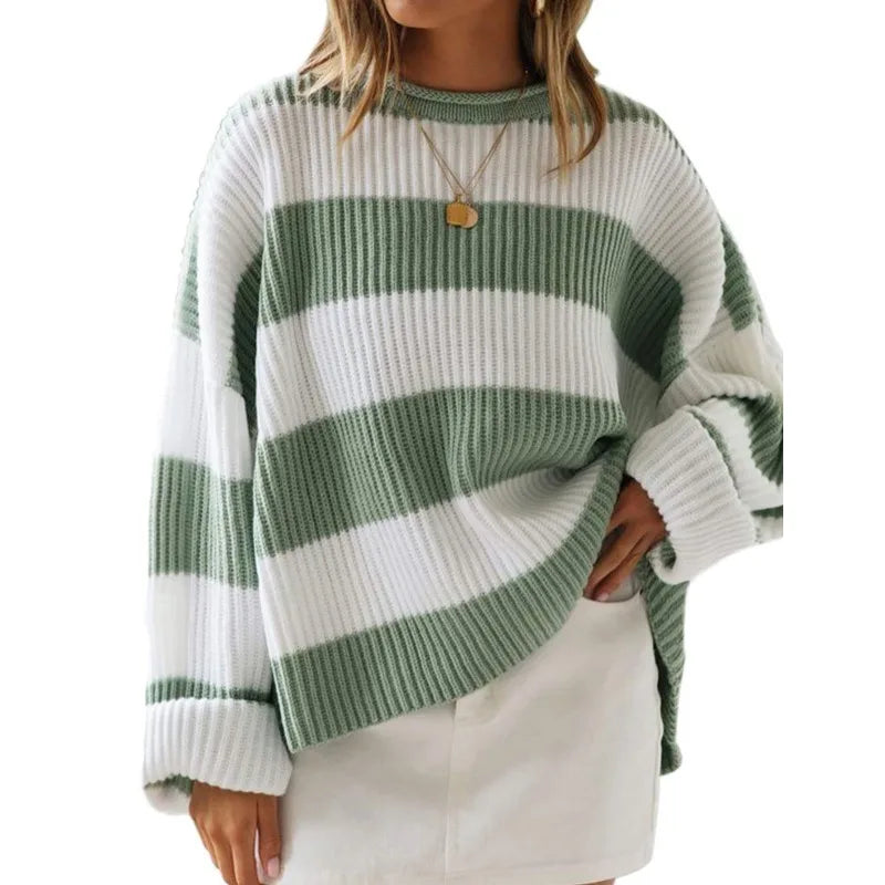 ModeGeist | Sweater - Oversized Gestreifter Strickpullover