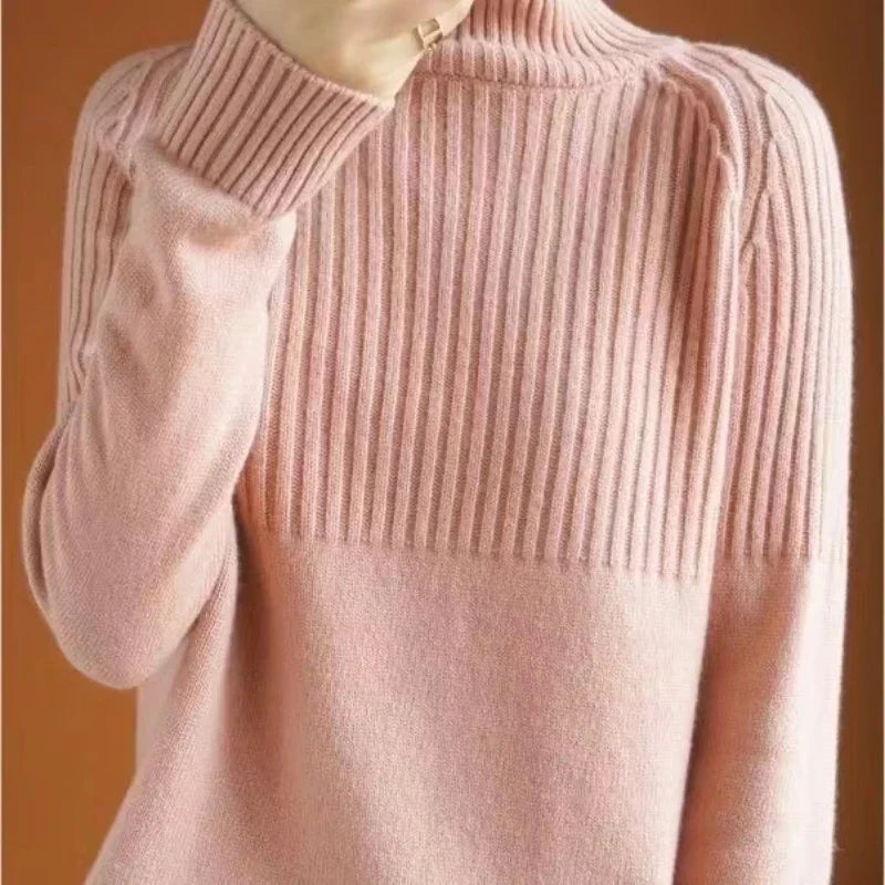 Frauen Rollkragenpullover mit gerippter Struktur