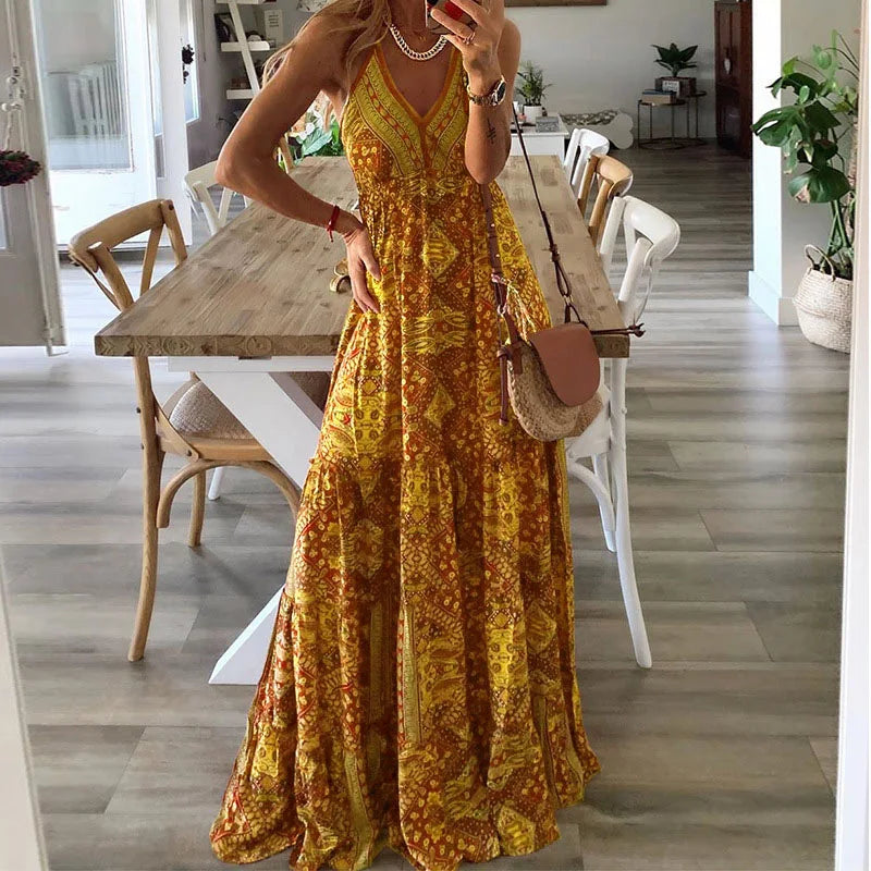 Maxikleid Lena mit Boho-Print und Schlupfdesign