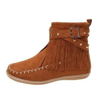 ModeGeist | Runde Zehen Reißverschluss Schnalle Winterstiefel