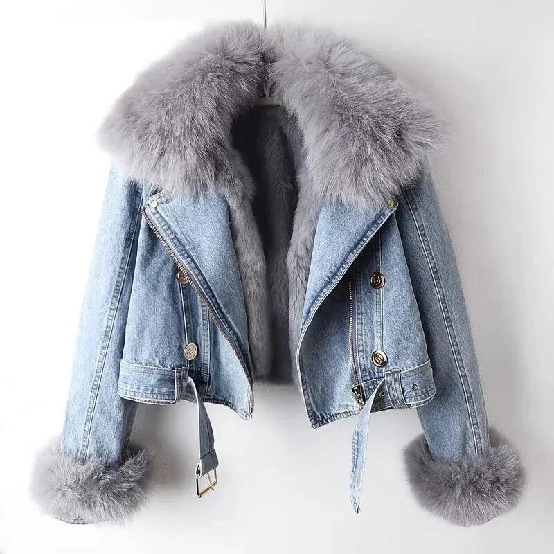 ModeGeist | Jeansjacke mit Kunstfellfutter