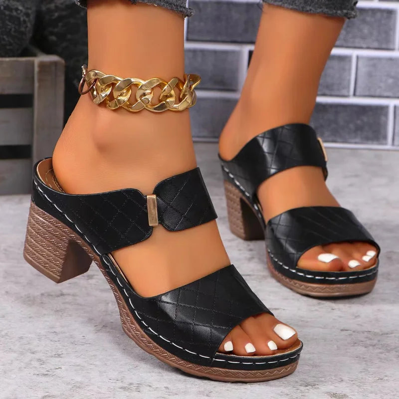 MODEGEIST Damen Block Absatz Sandalen Verstellbare Riemen Fußgewölbestütze