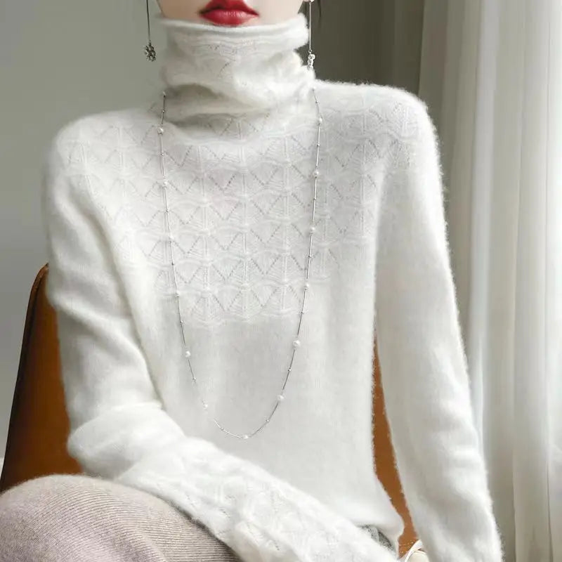 Damen-Pullover mit Rollkragen und Muster