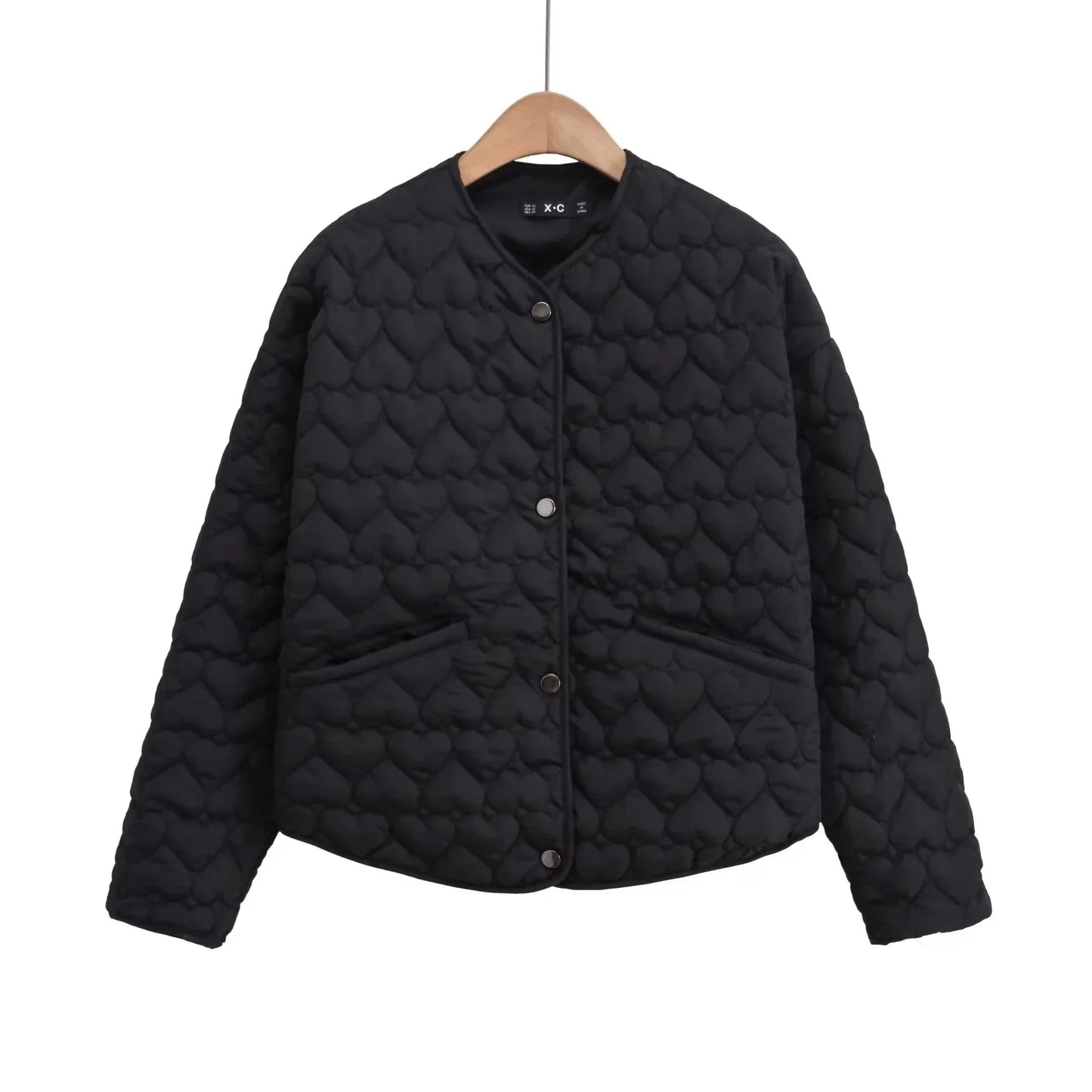 ModeGeist | Steppjacke mit Herzen – Leichter Puffer mit Druckknöpfen