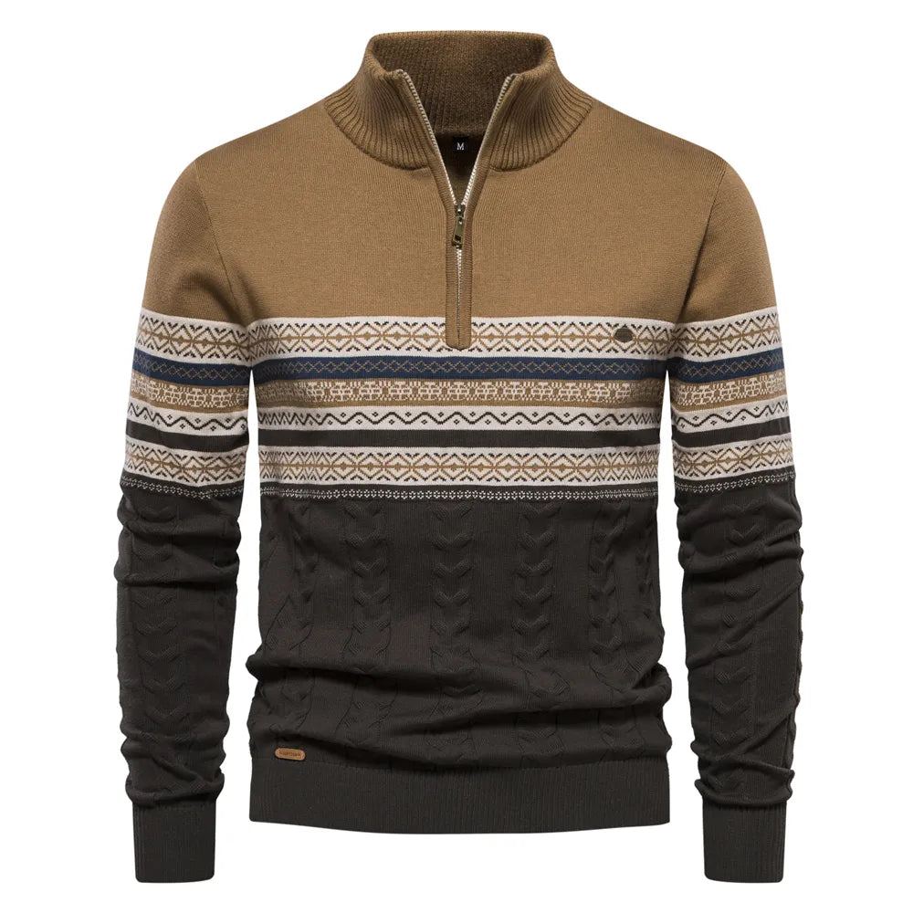 Männer Winterpullover mit Reißverschluss und langen Ärmeln