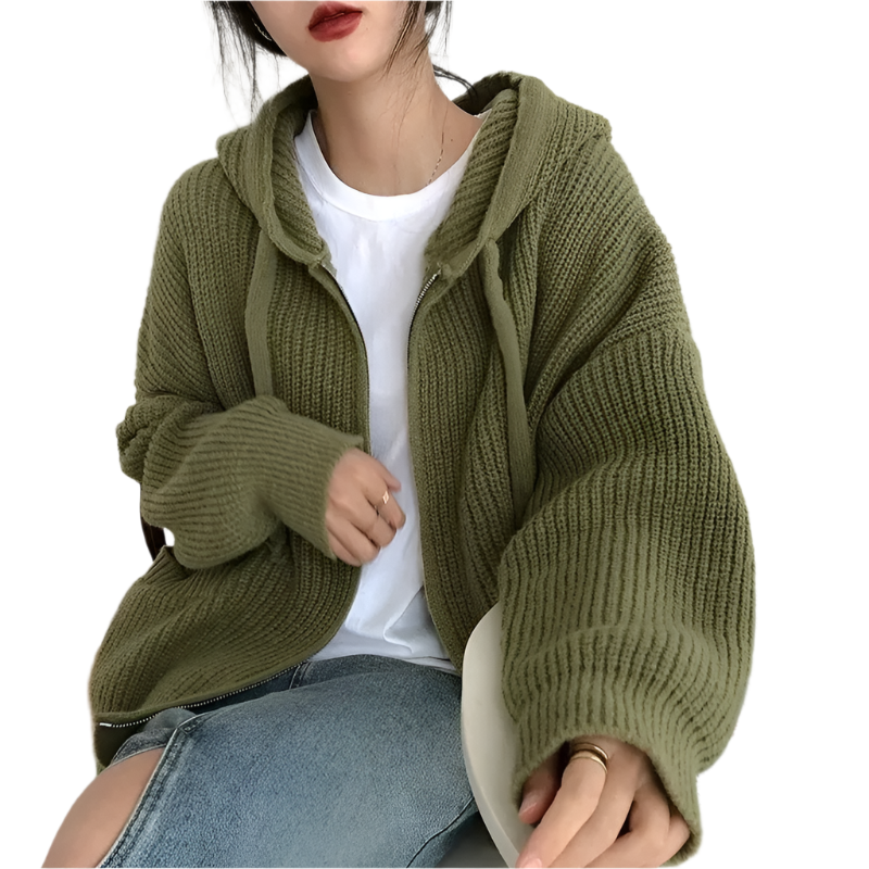 ModeGeist | Oversized Strick Damenpullover mit Reißverschluss