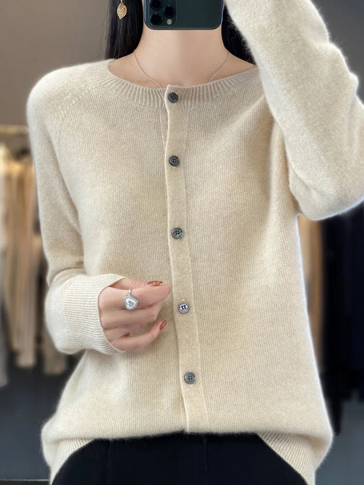 MODEGEIST Damen Strickjacke Knöpfe Klassisch Vielseitig Basic