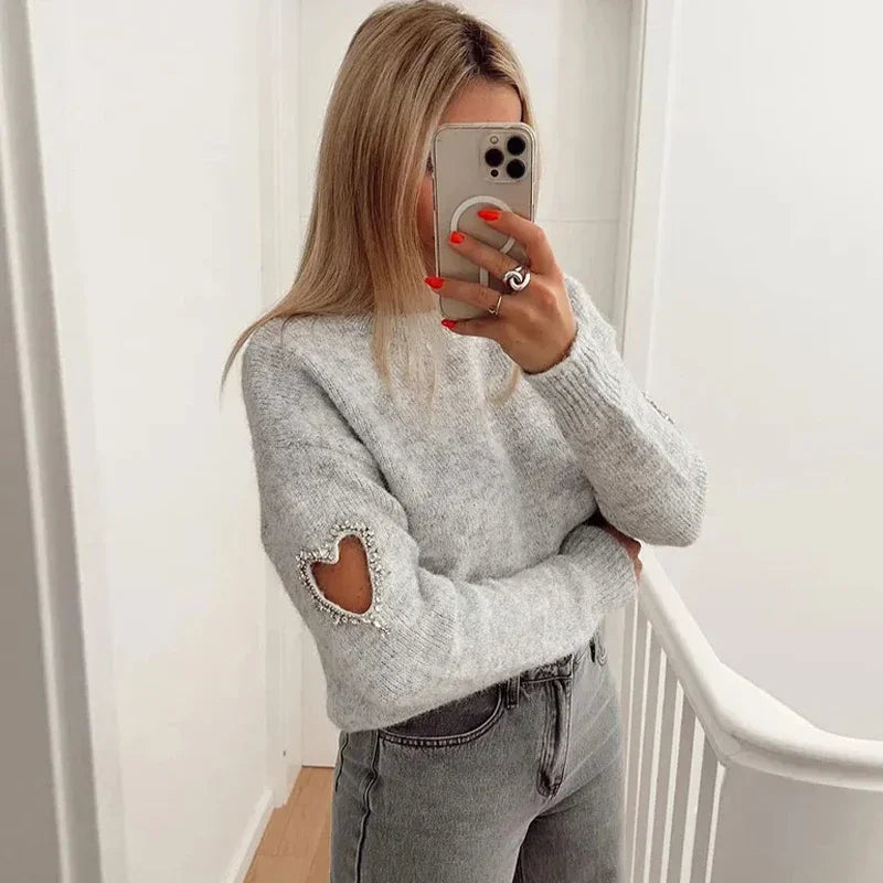 ModeGeist | Mode Liebe Herz Ausgehöhlter Pullover