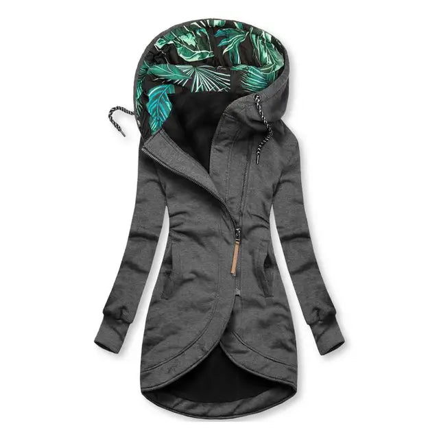 ModeGeist | Winterjacke mit Bedruckter Kapuze für Damen - Herbst