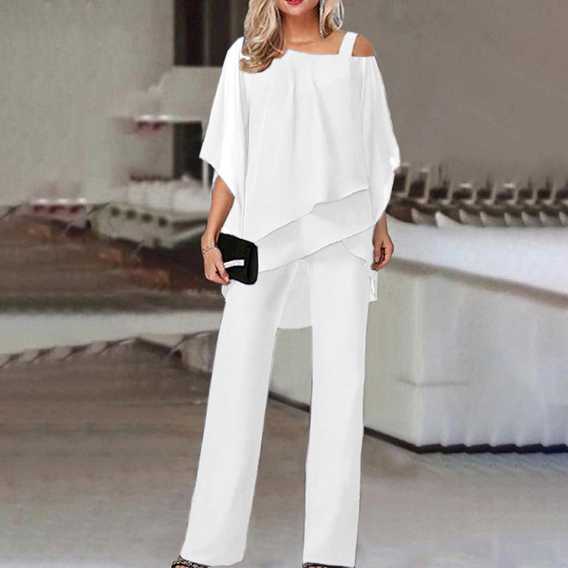 Regina Hose und Oberteil mit Fledermausärmeln, asymmetrisches Design