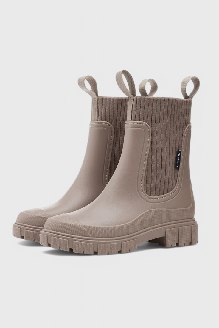 MODEGEIST Damen Chelsea-Boots Wasserdicht Schwarz Leder Stiefelette