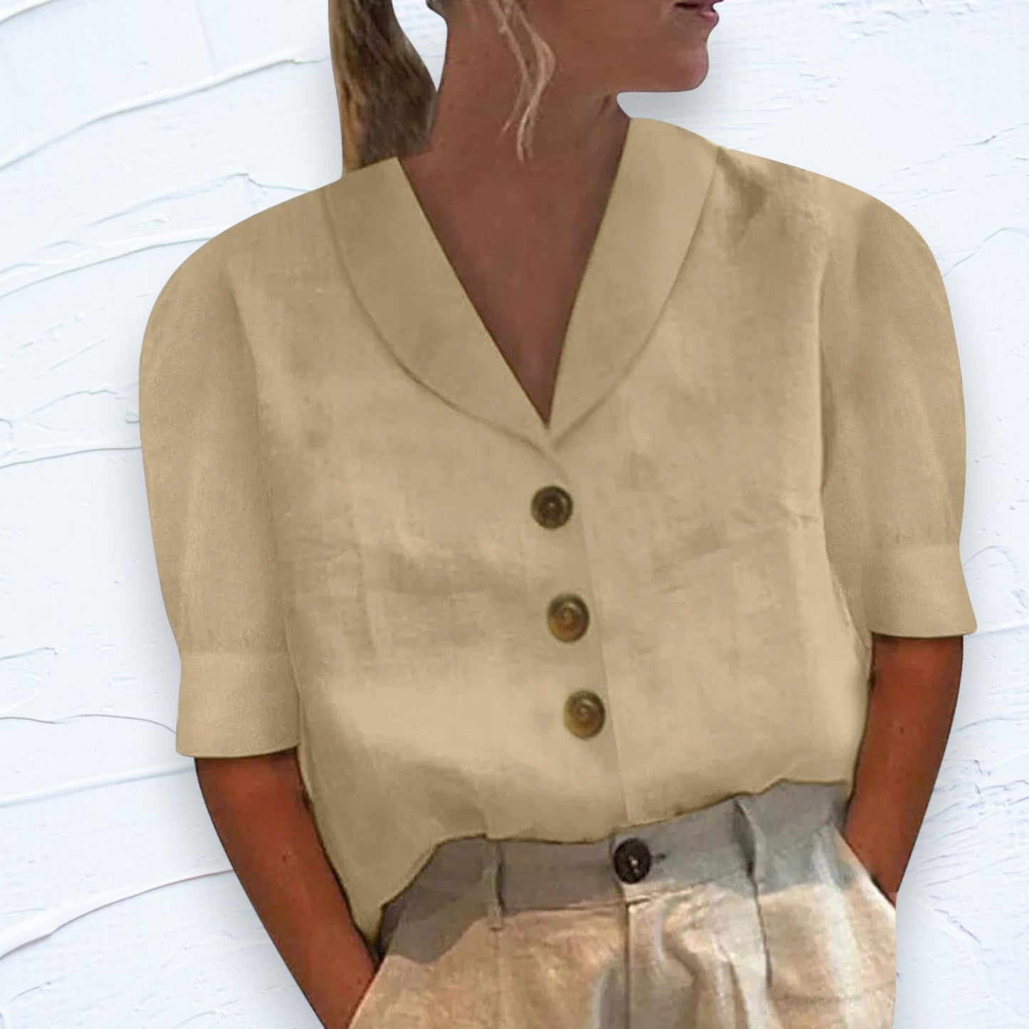 Geknöpfte Retro-Bluse mit Wickel-Front
