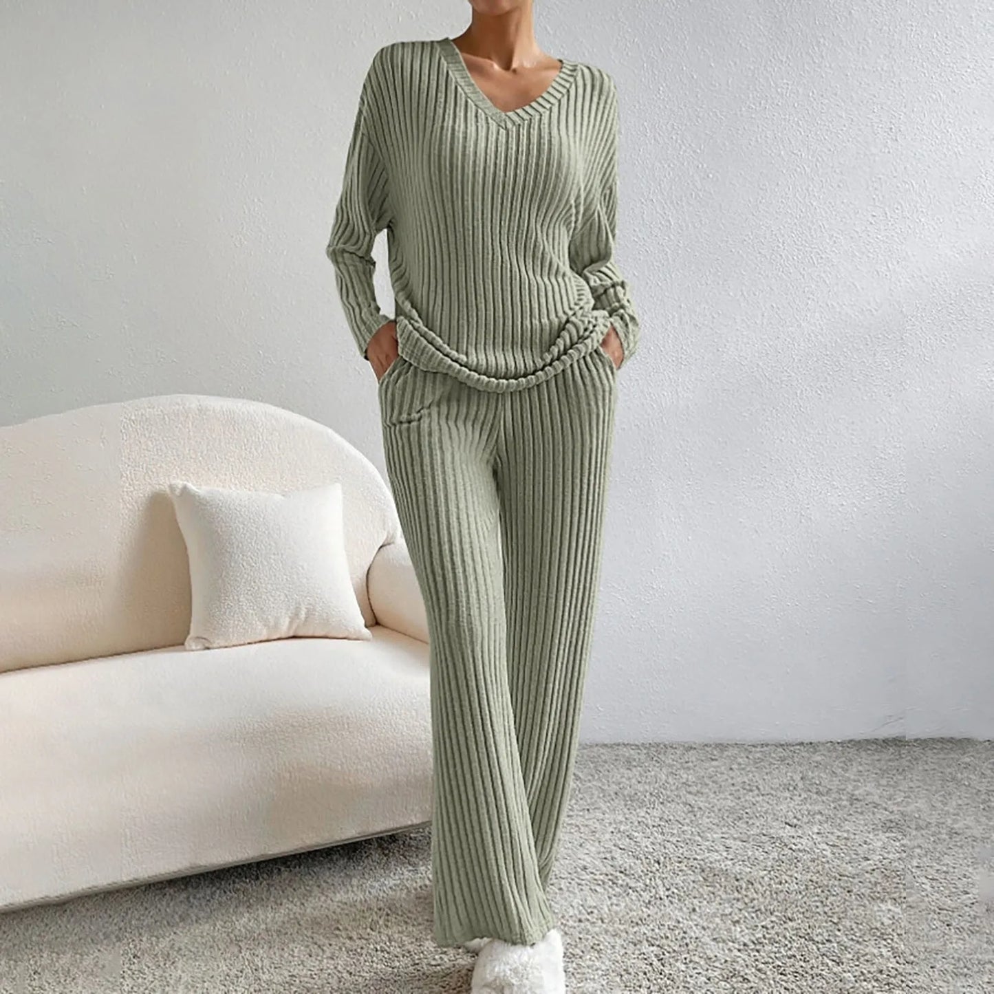 MODEGEIST Damen Strick-Set Zweiteiler Oversized Polyester Nylon
