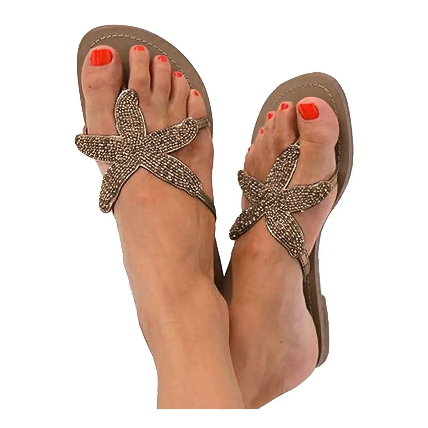 MODEGEIST Damen Pantoletten Seestern-Motiv Bequem Slip-On Coastal-Design Sommer
