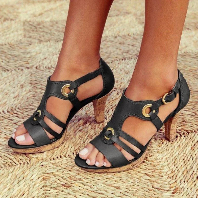 MODEGEIST Damen Block Heels ergonomisch unterstützend schwarz