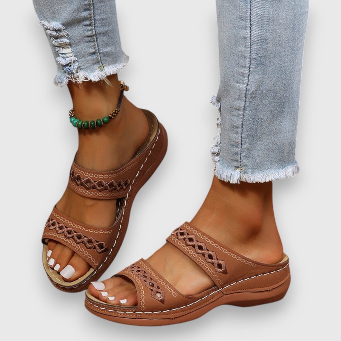 MODEGEIST Damen Sandalen Wide-Fit verstellbare Riemen bequem elegant