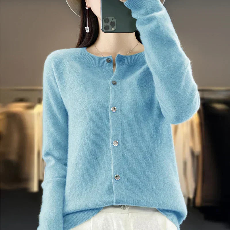 MODEGEIST Damen Strickjacke Knöpfe Klassisch Vielseitig Basic