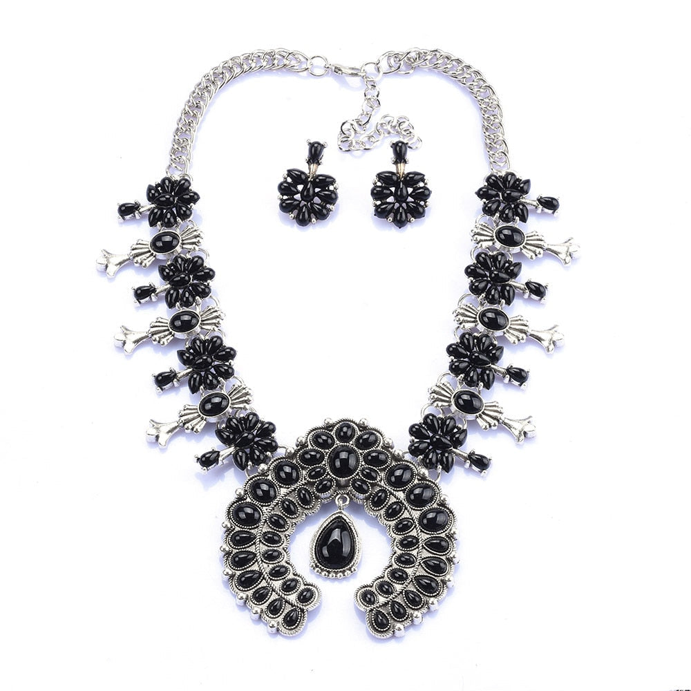 MODEGEIST Damen Schmuckset Türkis Blütenmuster Southwest Design
