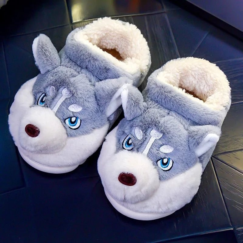 ModeGeist | Weiche Damenschuhe Niedliche Husky Hausschuhe für Zuhause