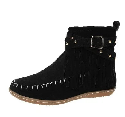 ModeGeist | Runde Zehen Reißverschluss Schnalle Winterstiefel