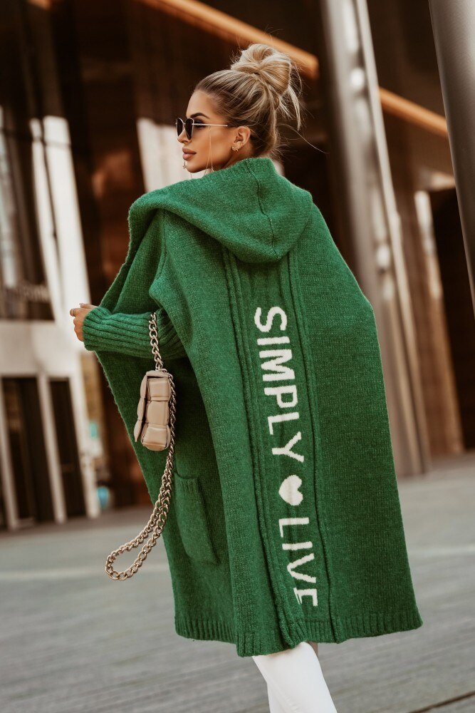 Fudus Strickjacke mit Kapuze und „Simply Live“ Aufdruck