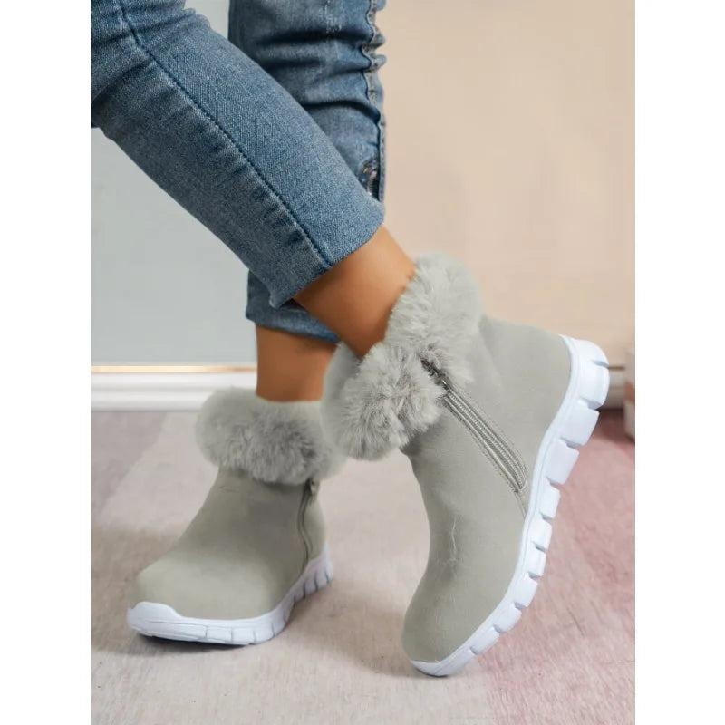 ModeGeist | Runde Zehe Schlichte Plüsch Winterschuhe