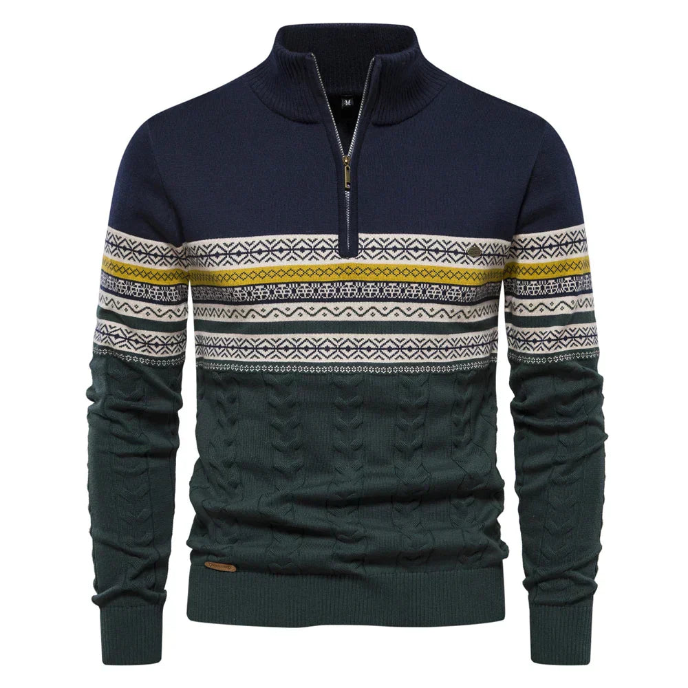 Männer Winterpullover mit Reißverschluss und langen Ärmeln