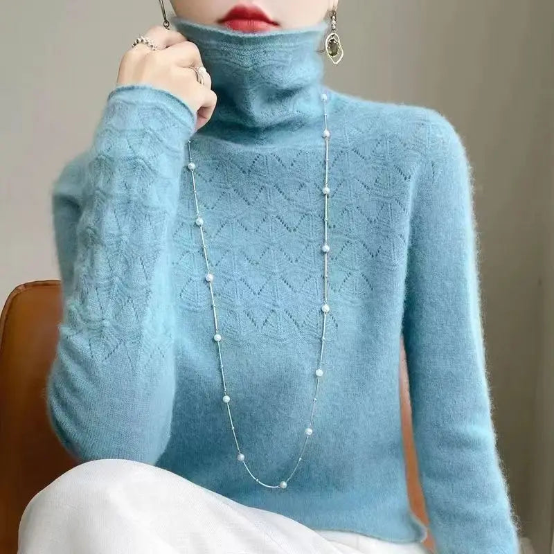 Damen-Pullover mit Rollkragen und Muster